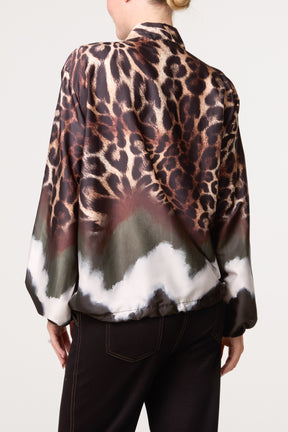 Zip Through Mix Geo Animal Print Jacket