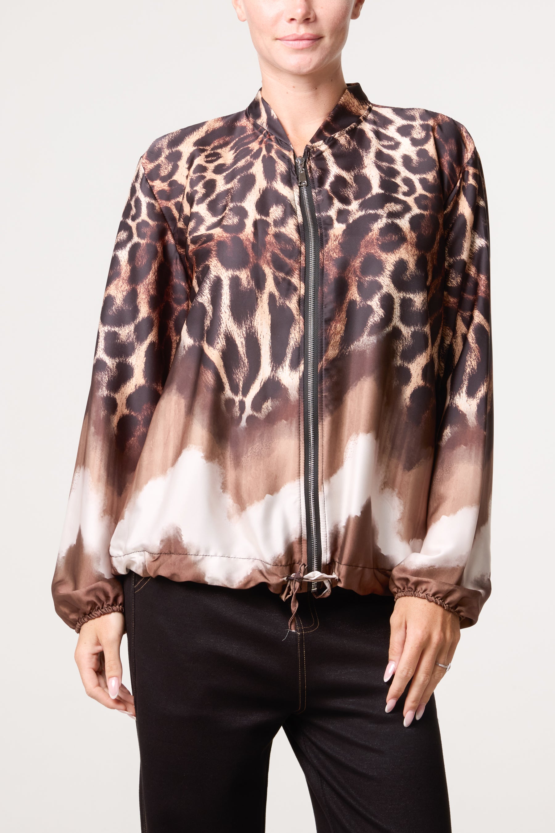Zip Through Mix Geo Animal Print Jacket