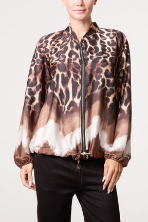 Zip Through Mix Geo Animal Print Jacket