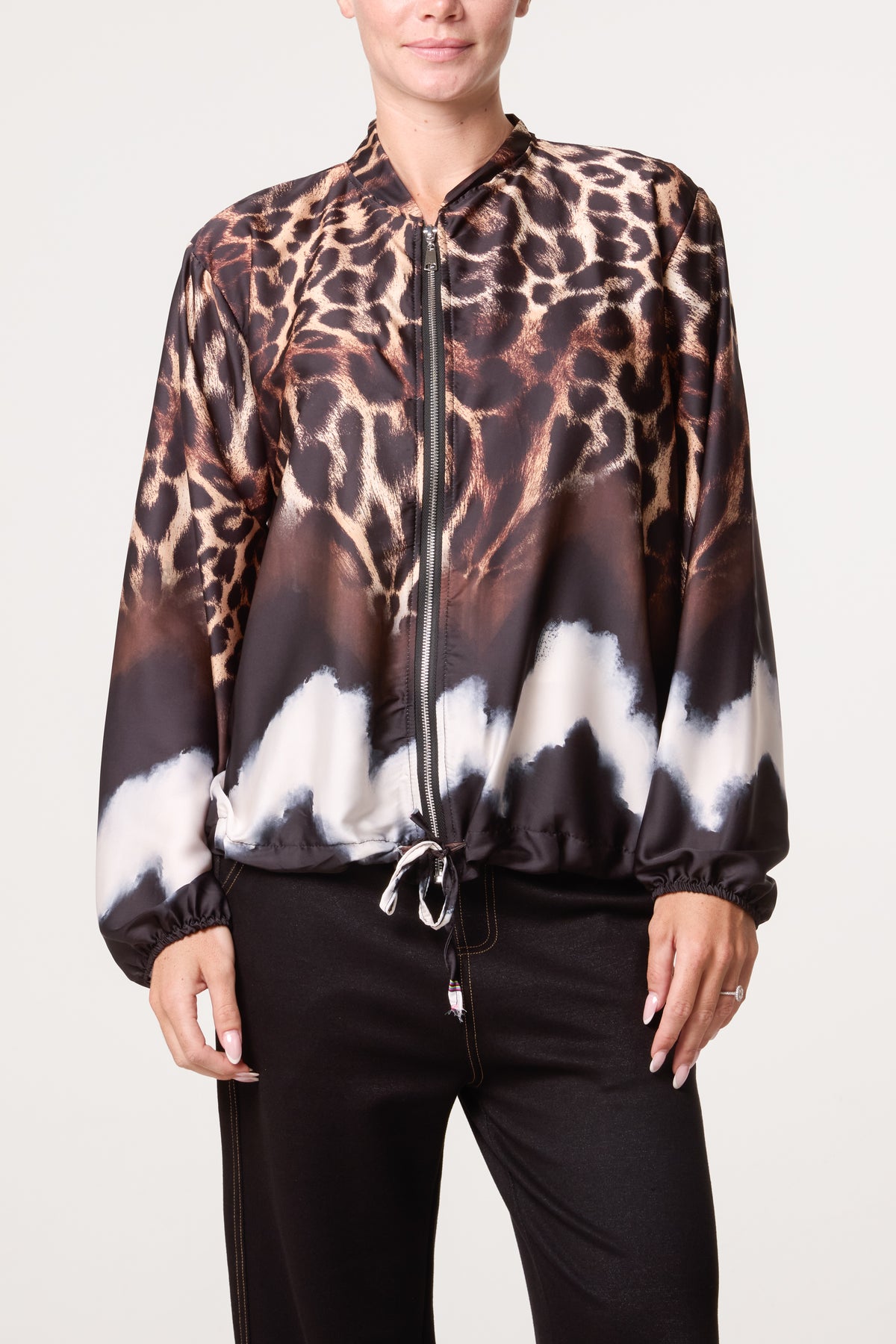 Zip Through Mix Geo Animal Print Jacket