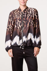 Zip Through Mix Geo Animal Print Jacket