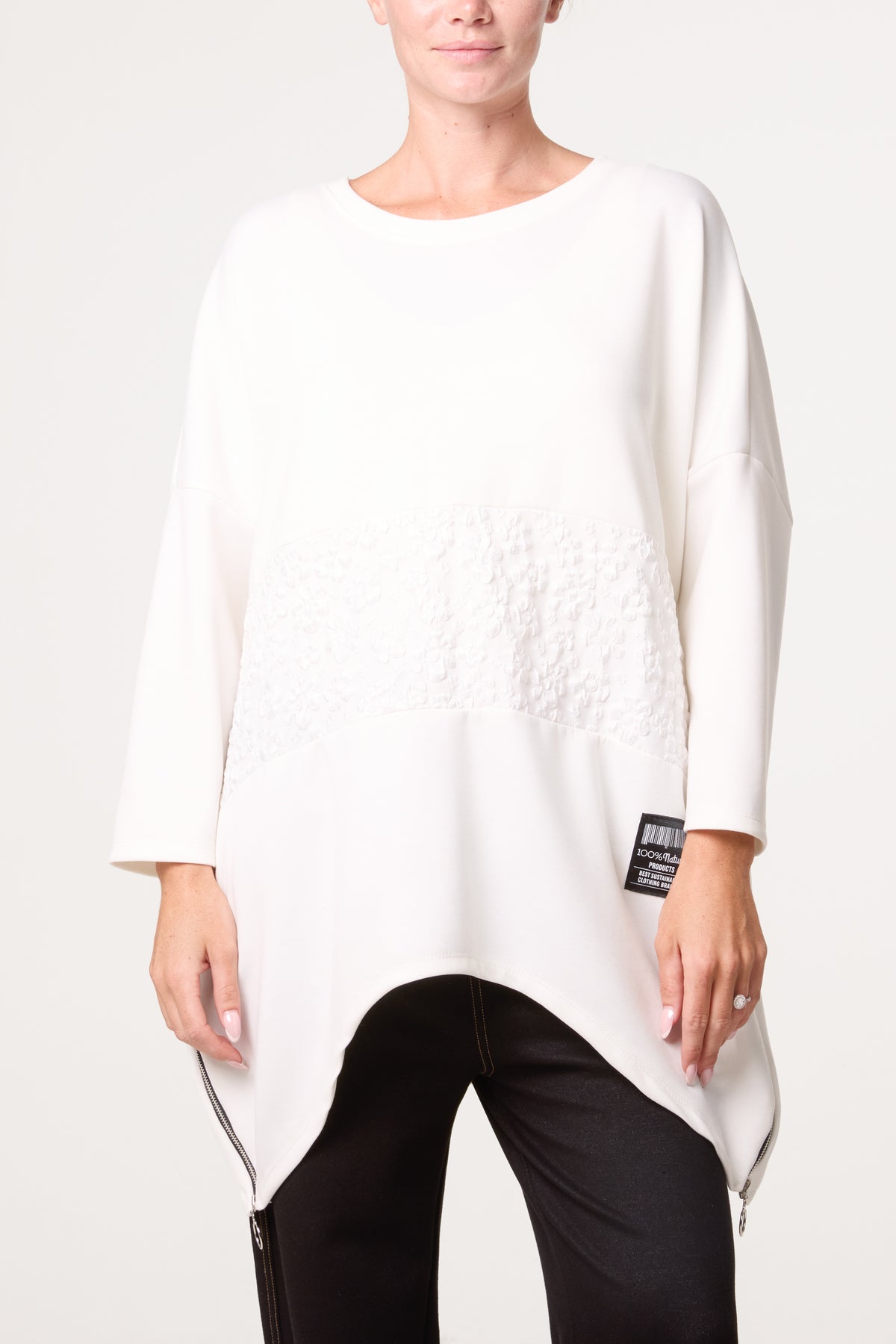 Side Zip Embossed Flower Jumper