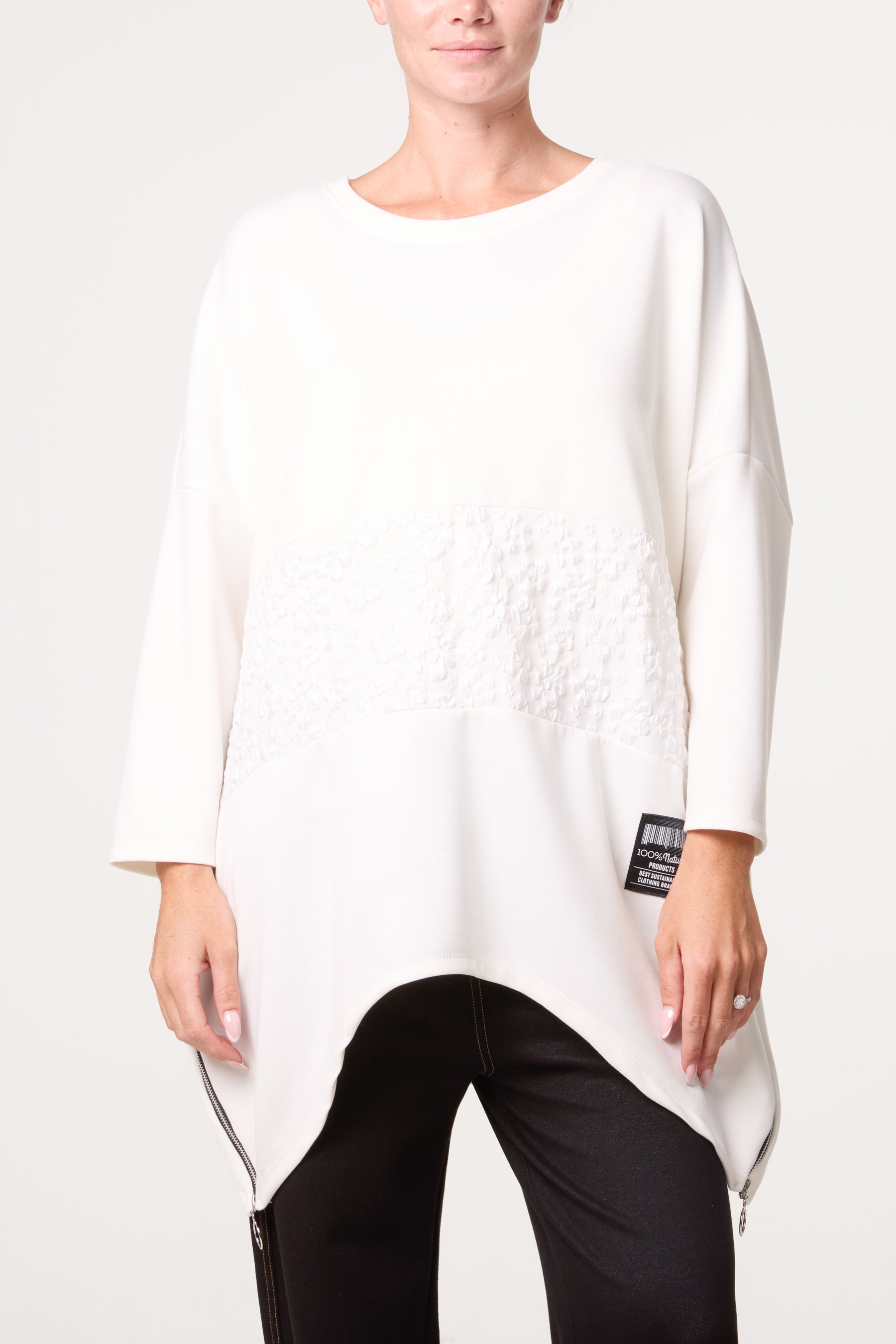 Side Zip Embossed Flower Jumper