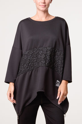 Side Zip Embossed Flower Jumper
