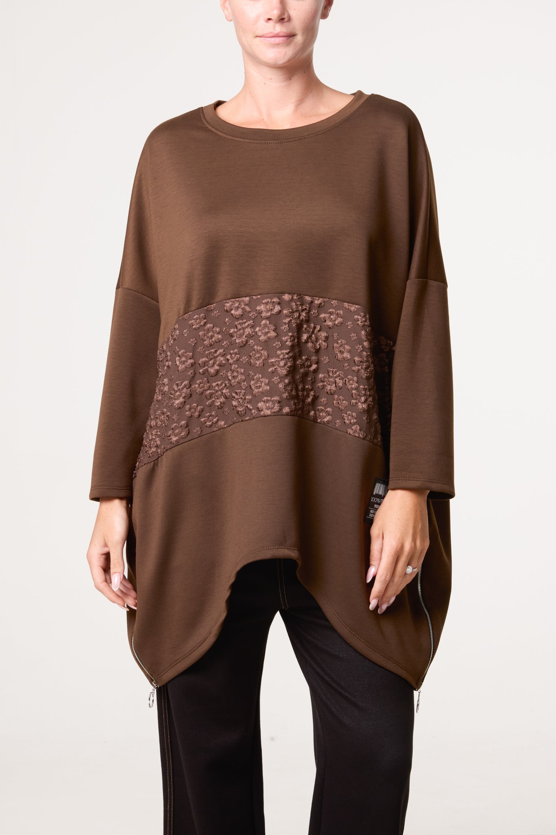 Side Zip Embossed Flower Jumper