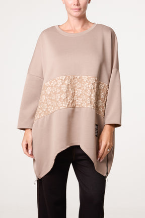 Side Zip Embossed Flower Jumper