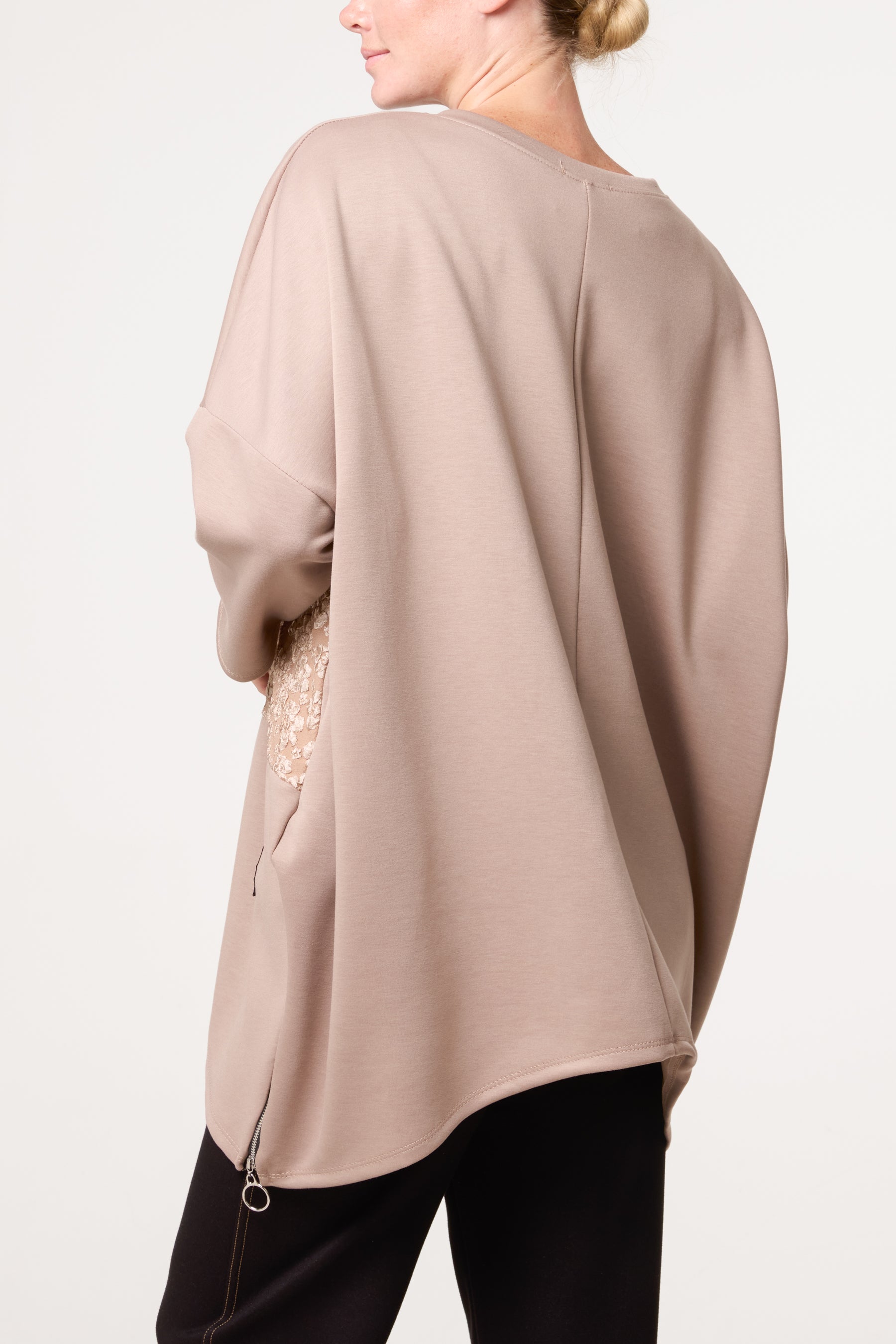 Side Zip Embossed Flower Jumper