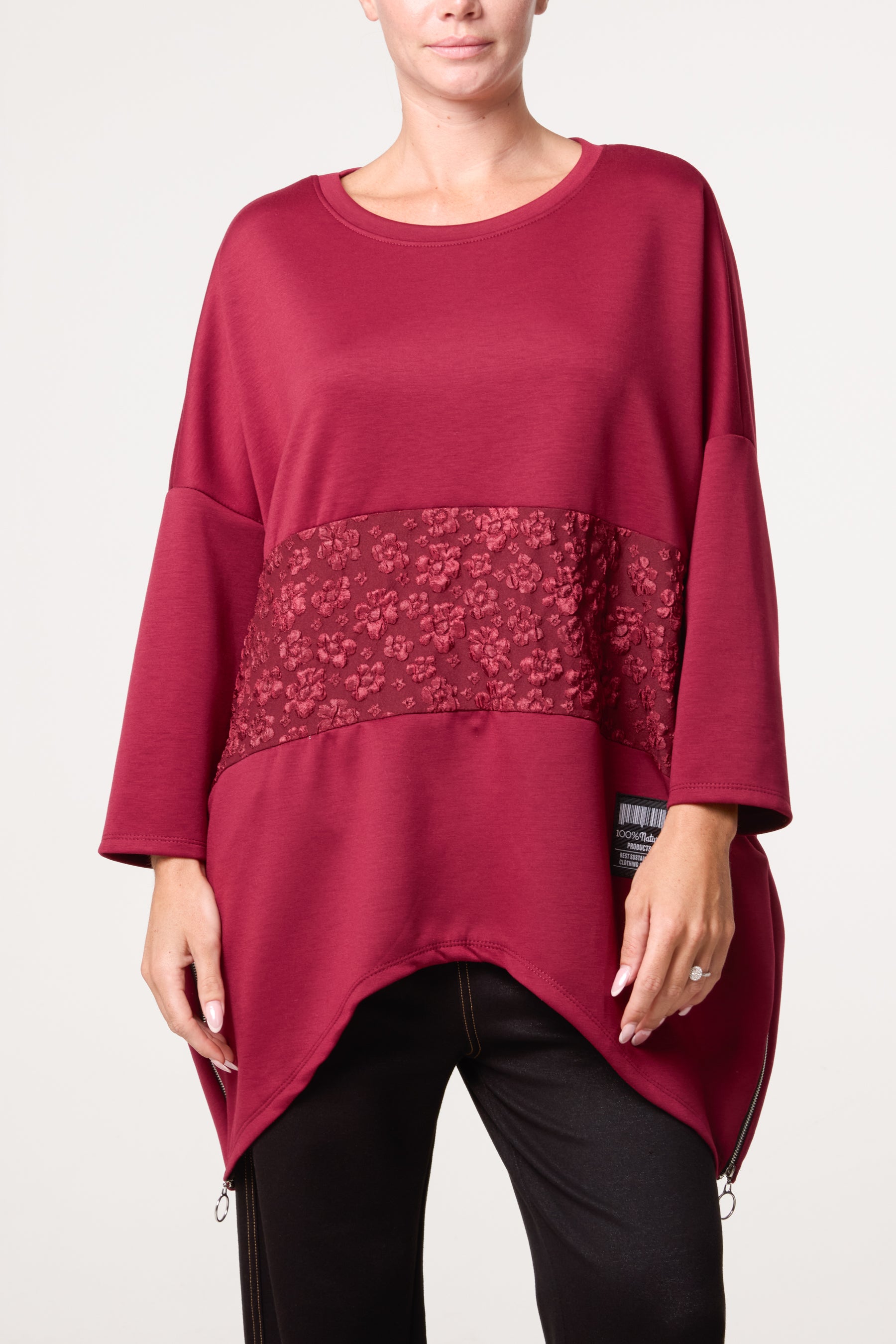 Side Zip Embossed Flower Jumper
