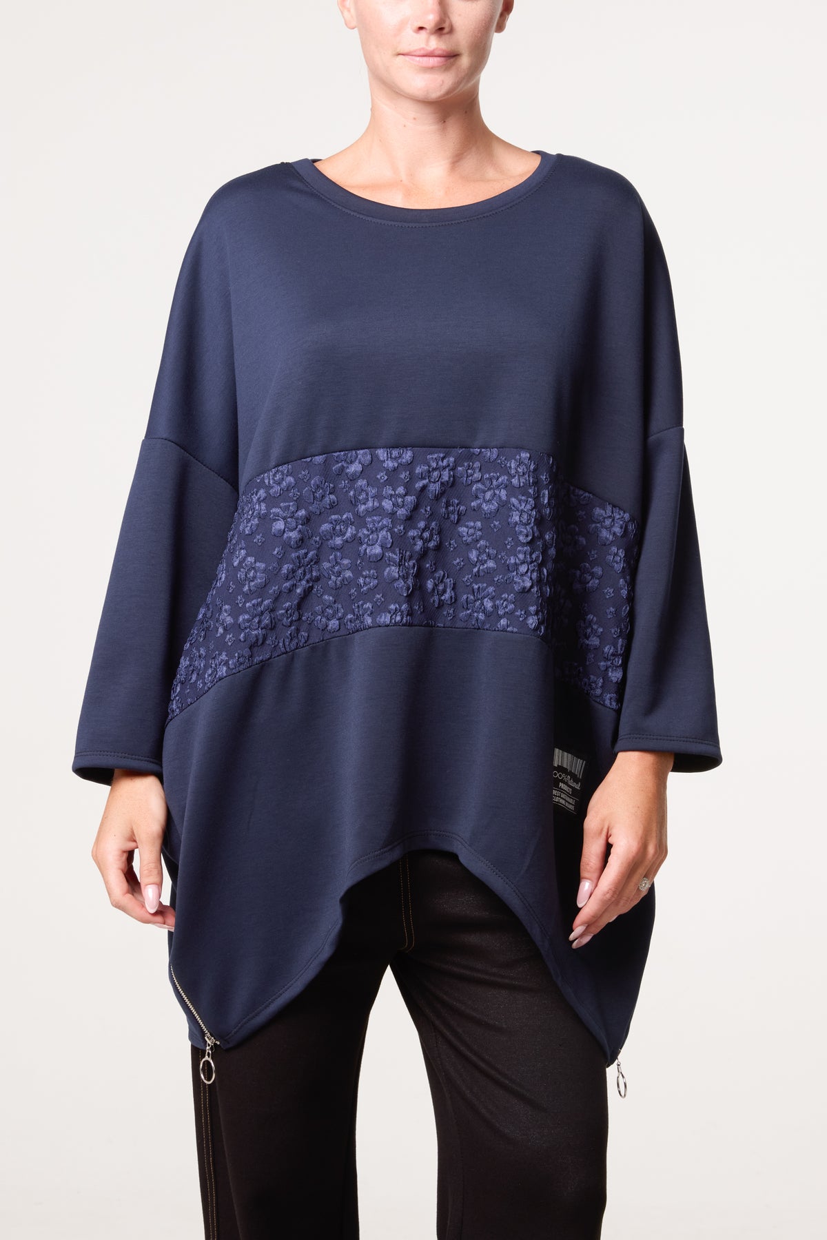 Side Zip Embossed Flower Jumper