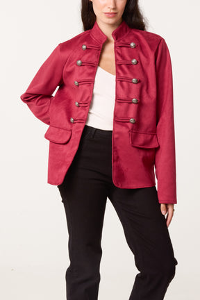 Military Band Tailored Jacket With Butto