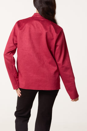 Military Band Tailored Jacket With Butto