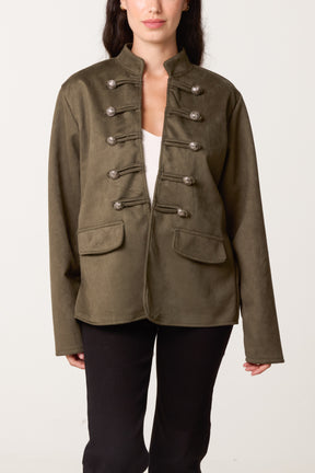 Military Band Tailored Jacket With Butto