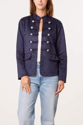 Military Band Tailored Jacket With Butto