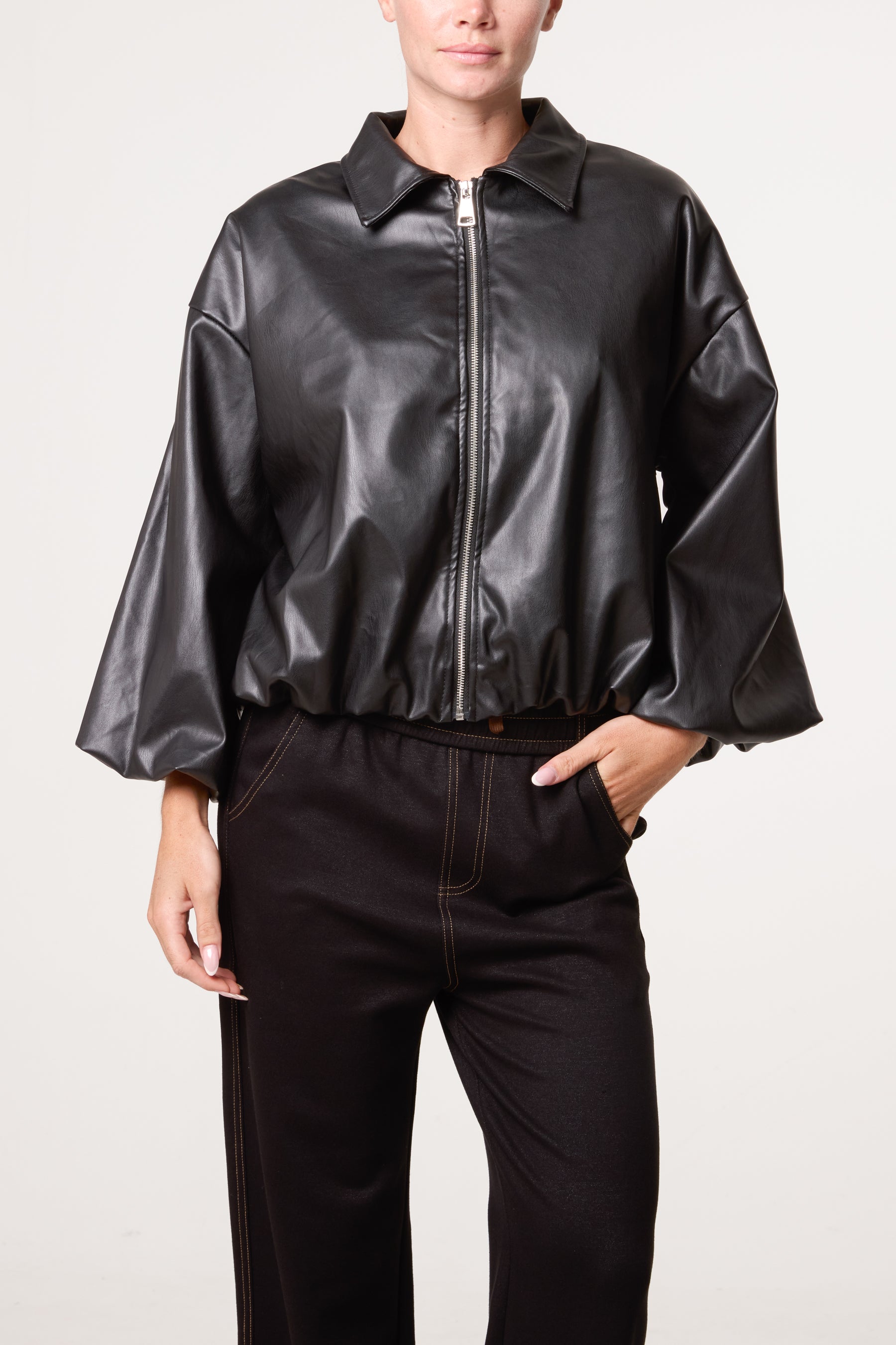 PU Zip Through Jacket