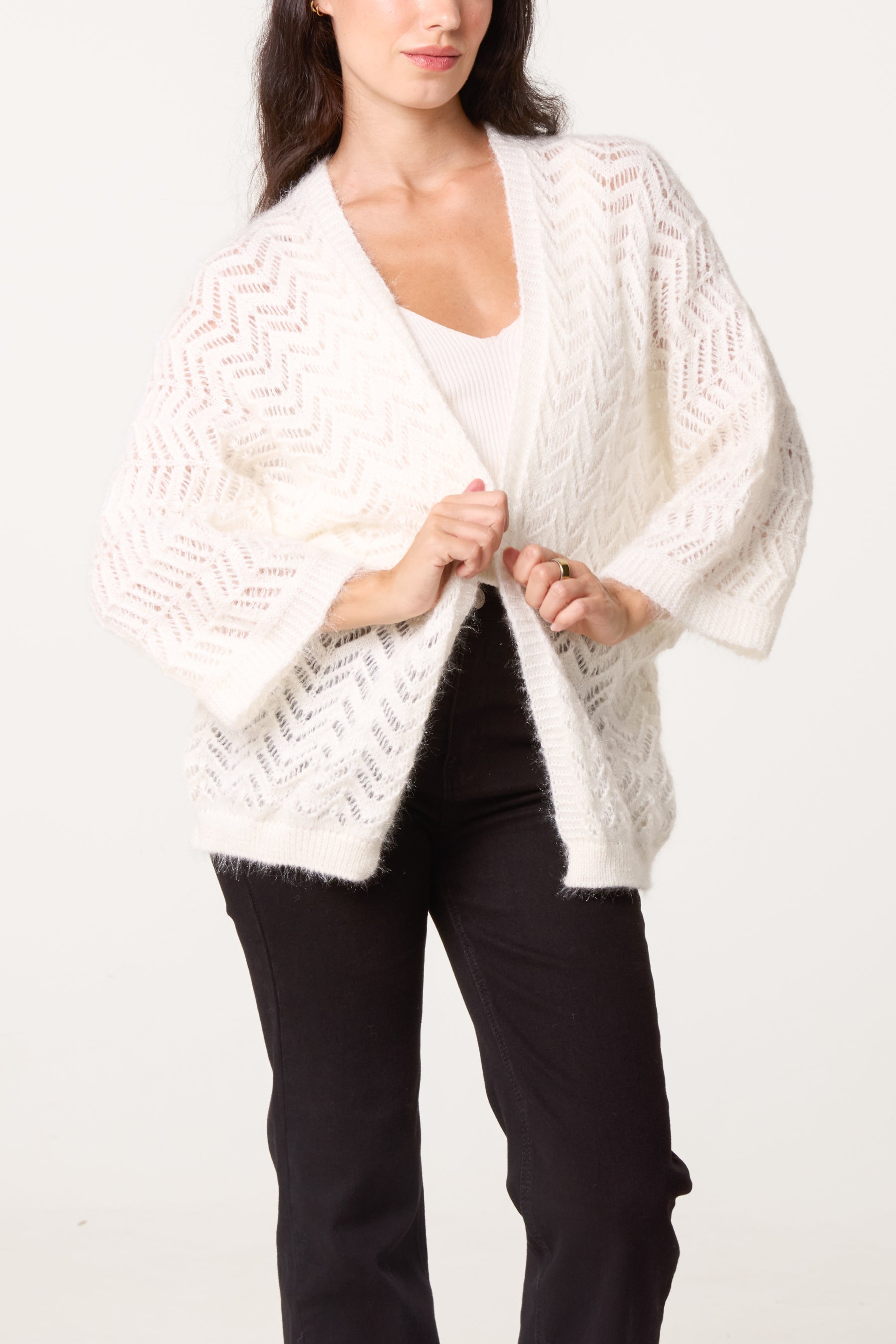 Knit ZigZag Patterned Cardigan