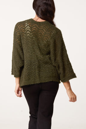 Knit ZigZag Patterned Cardigan