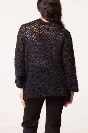 Knit ZigZag Patterned Cardigan
