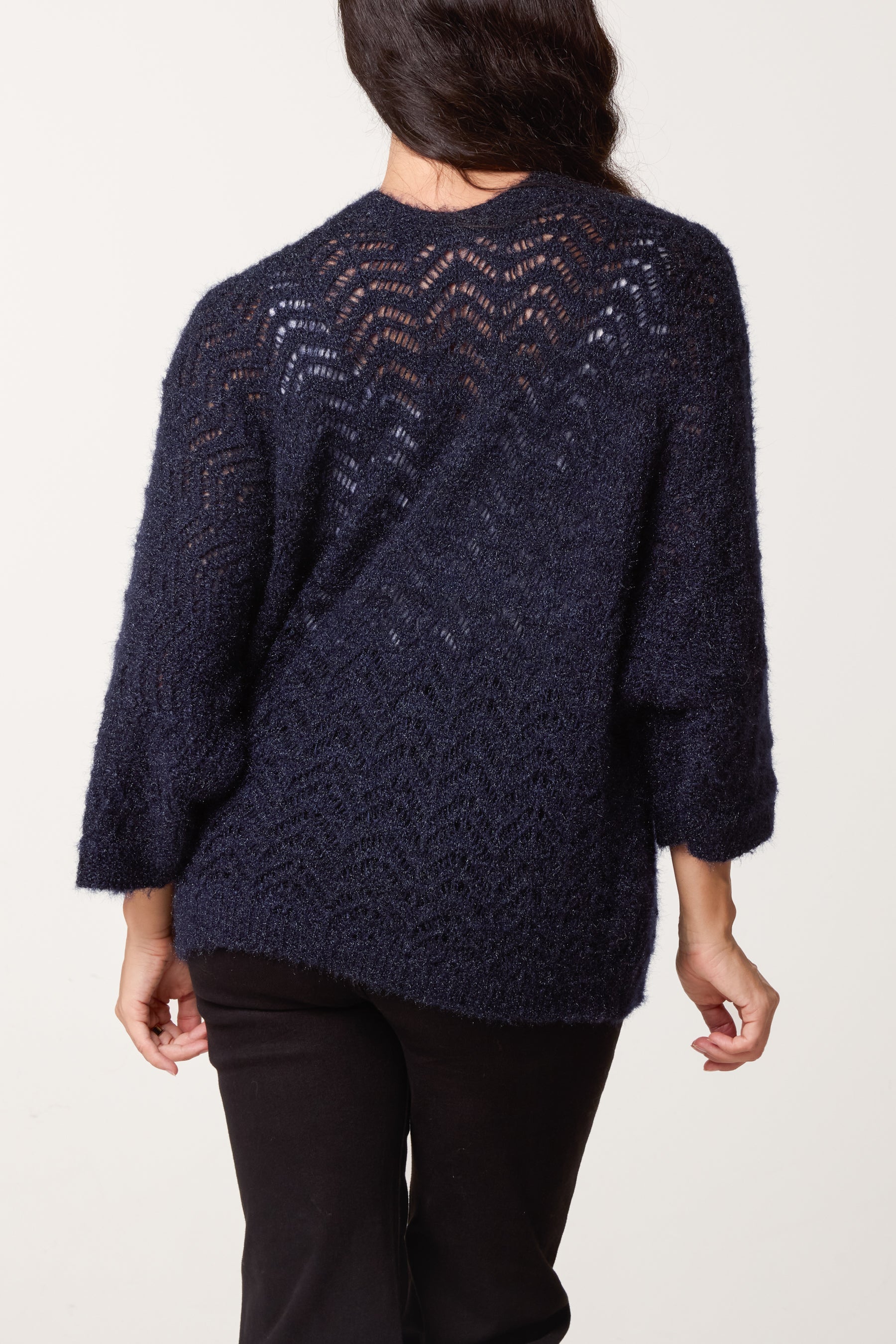 Knit ZigZag Patterned Cardigan