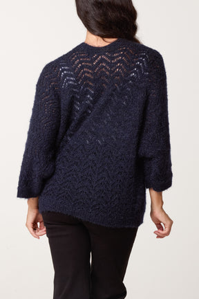Knit ZigZag Patterned Cardigan