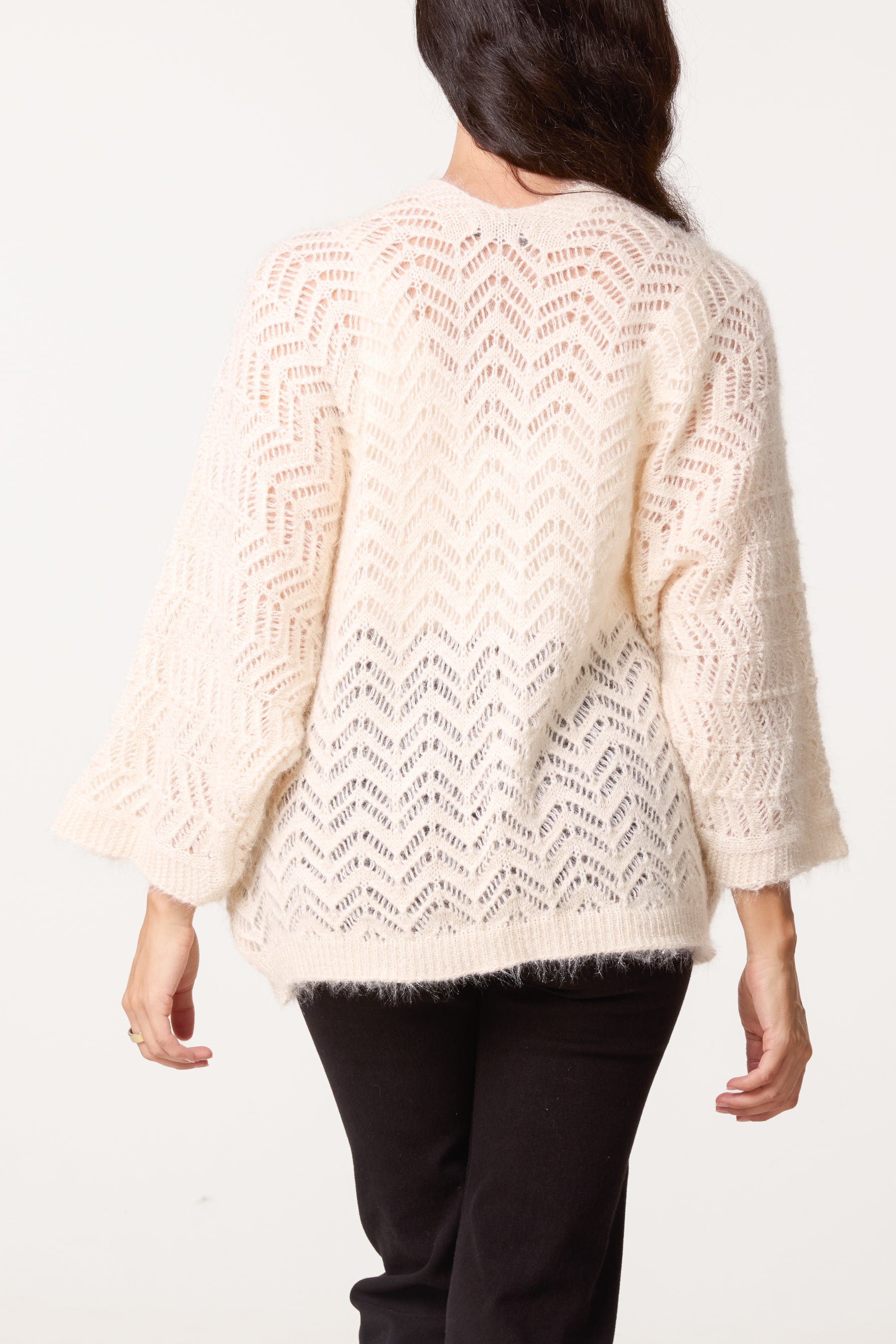 Knit ZigZag Patterned Cardigan