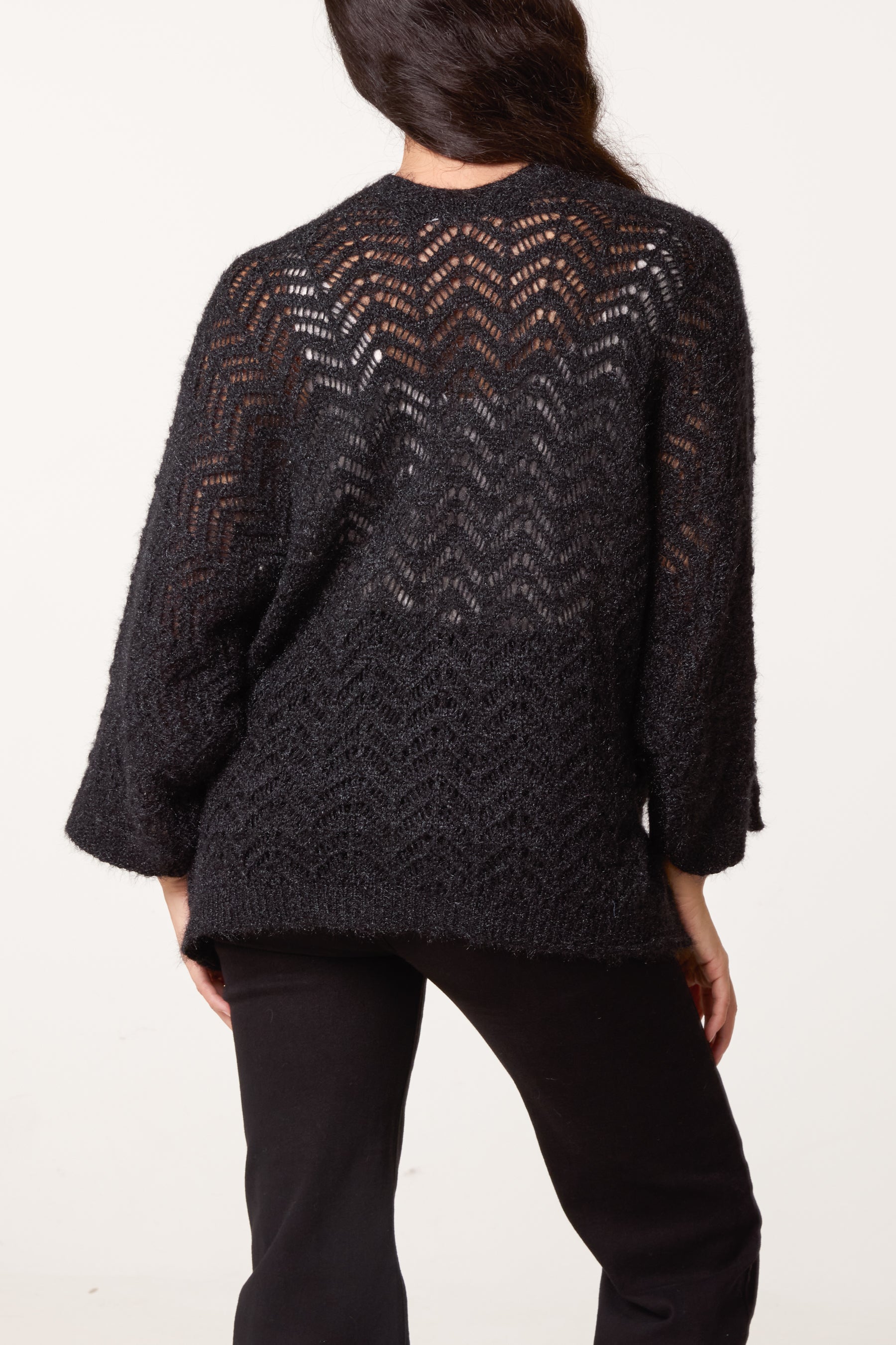 Knit ZigZag Patterned Cardigan