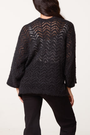 Knit ZigZag Patterned Cardigan