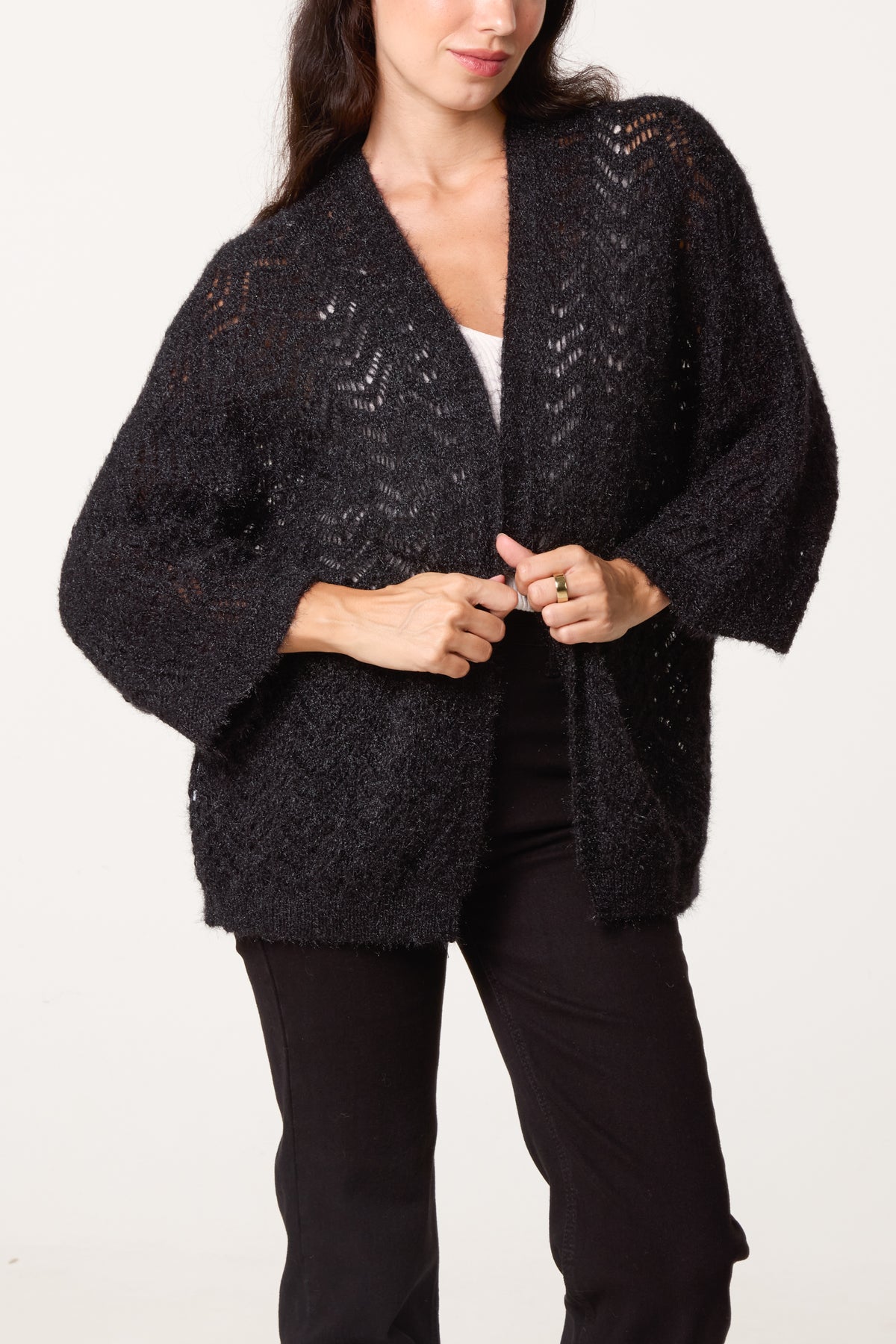 Knit ZigZag Patterned Cardigan