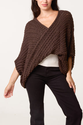 Alpaca Wool Front Twist Knit Blouse