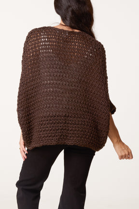 Alpaca Wool Front Twist Knit Blouse
