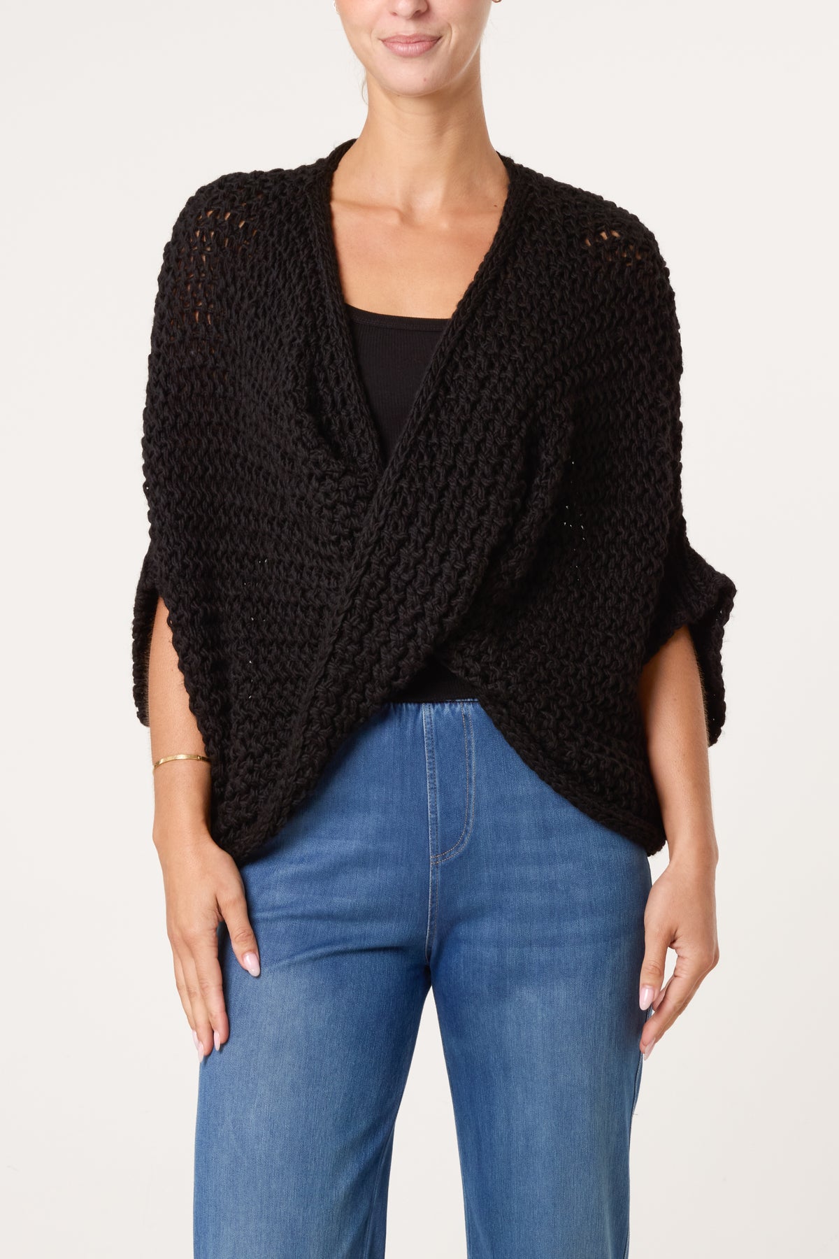 Alpaca Wool Front Twist Knit Blouse