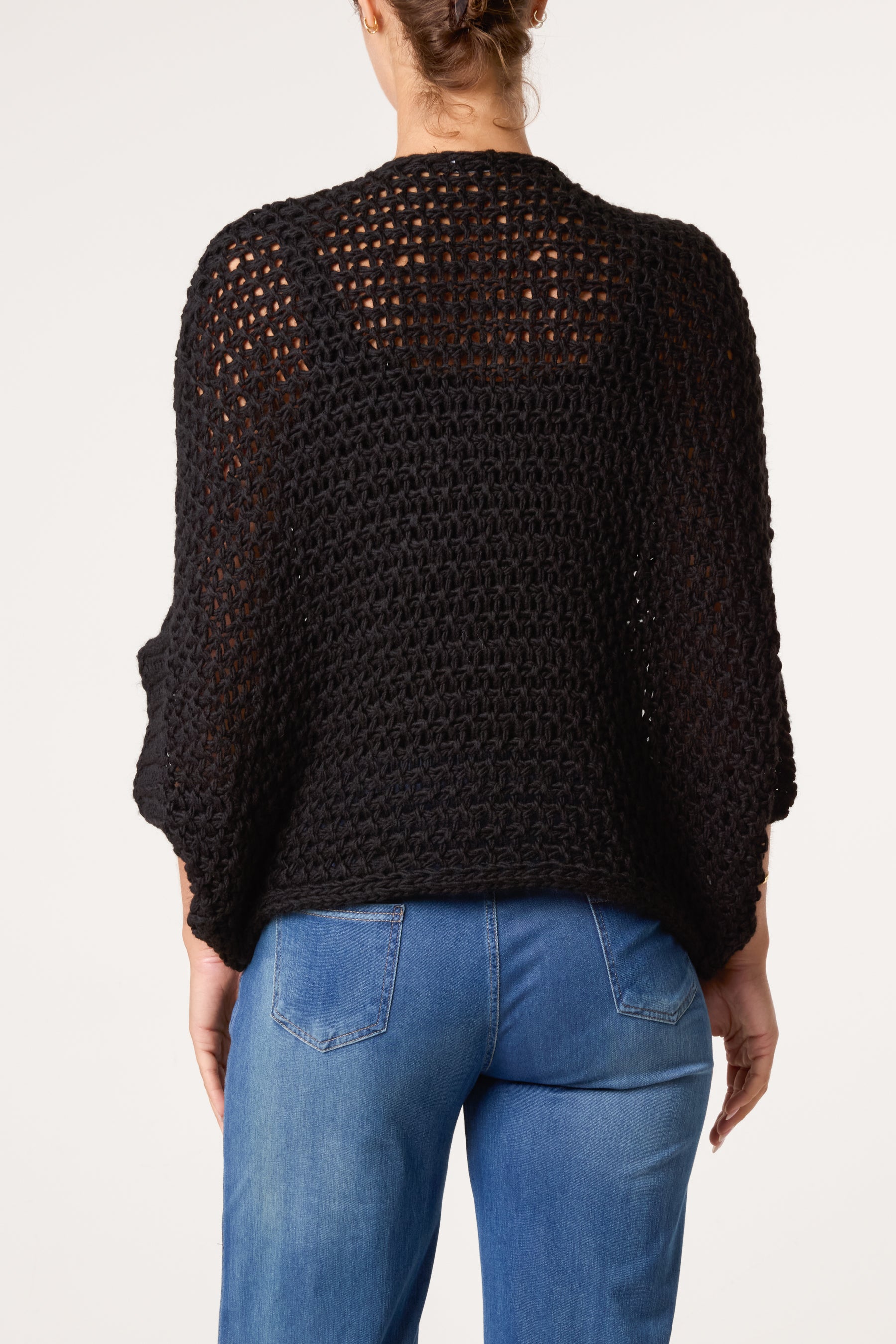 Alpaca Wool Front Twist Knit Blouse