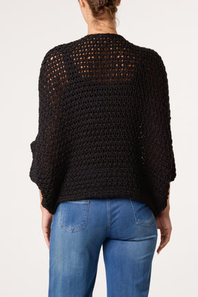 Alpaca Wool Front Twist Knit Blouse