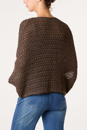 Alpaca Wool Front Twist Knit Blouse