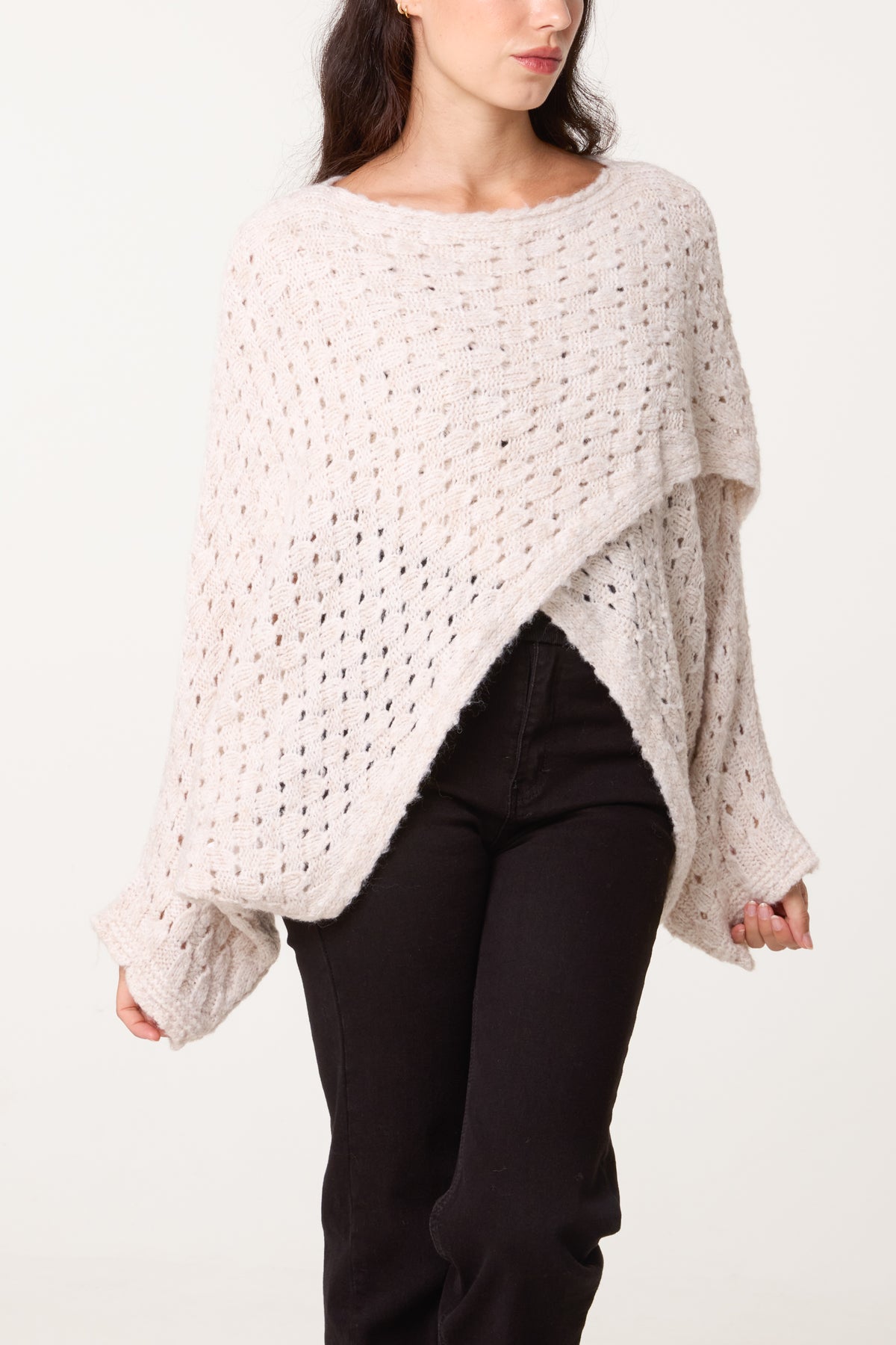 Wrap Over Assymetric Hem Knit Top