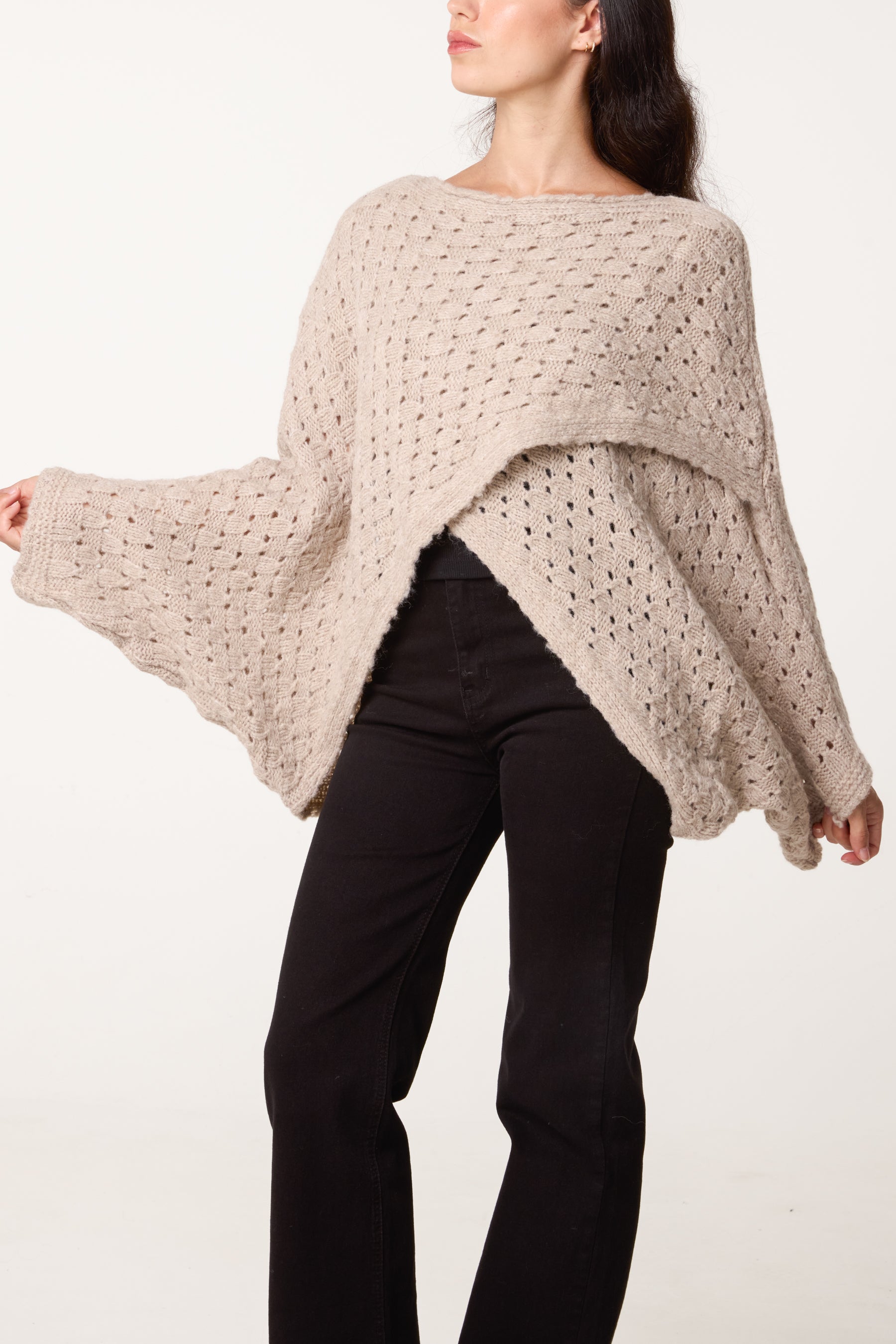 Wrap Over Assymetric Hem Knit Top