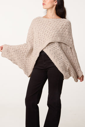 Wrap Over Assymetric Hem Knit Top