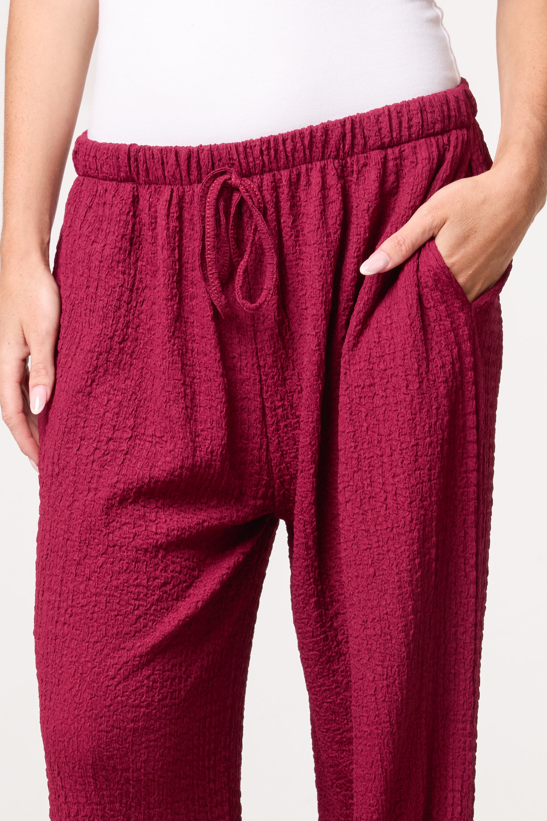 Crinkled Essential Wide Leg Trousers