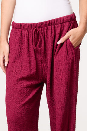 Crinkled Essential Wide Leg Trousers