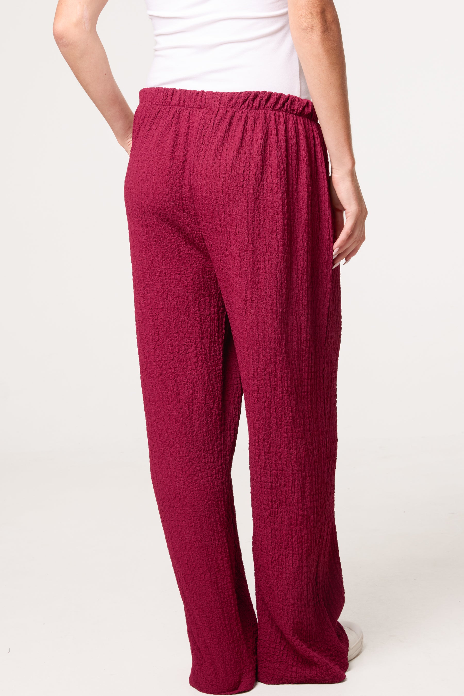 Crinkled Essential Wide Leg Trousers