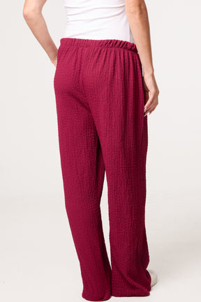 Crinkled Essential Wide Leg Trousers