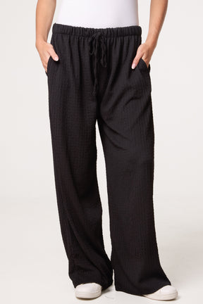 Crinkled Essential Wide Leg Trousers