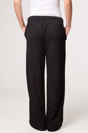 Crinkled Essential Wide Leg Trousers