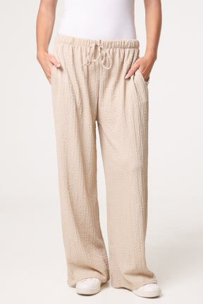 Crinkled Essential Wide Leg Trousers
