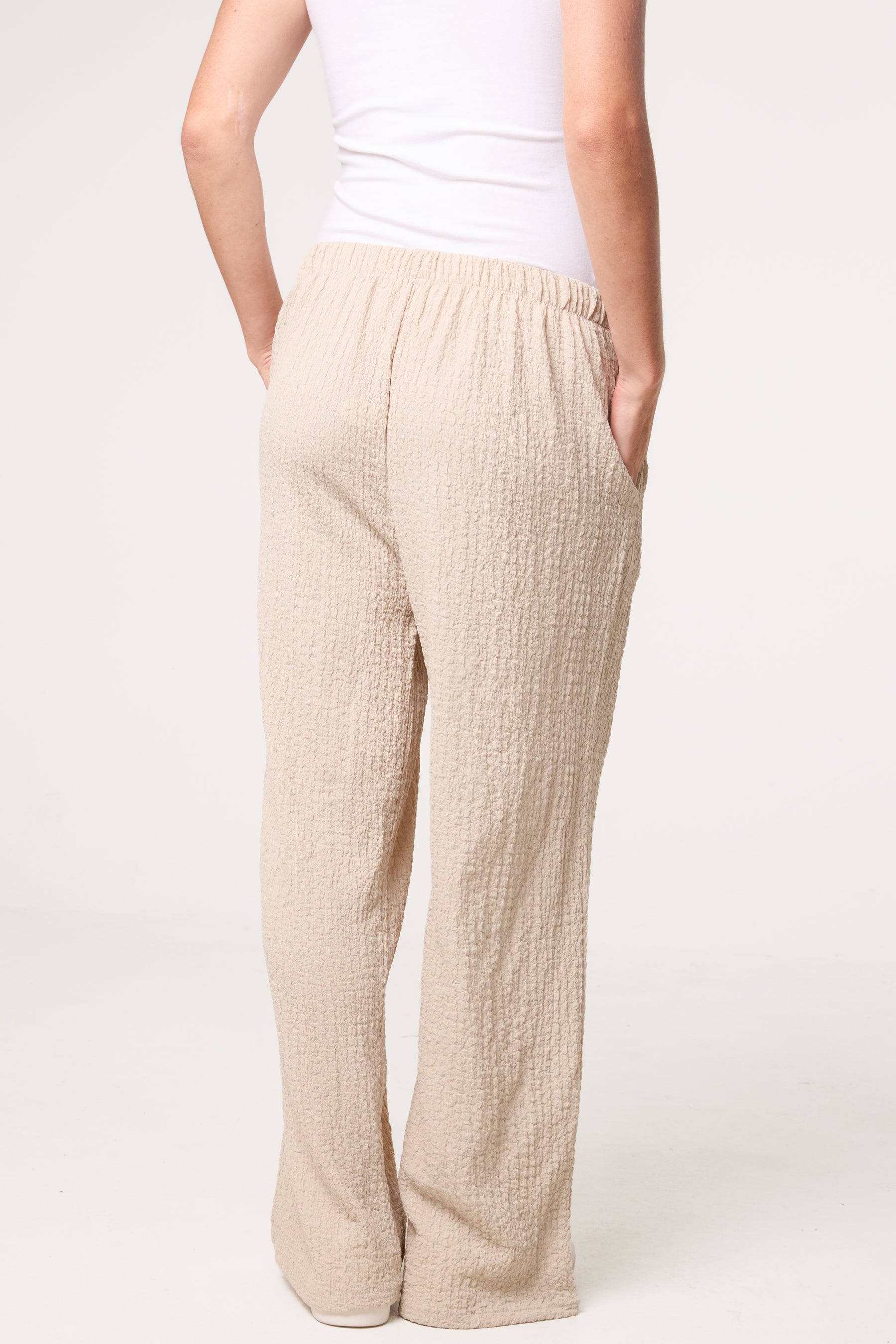 Crinkled Essential Wide Leg Trousers