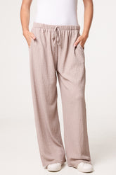 Crinkled Essential Wide Leg Trousers