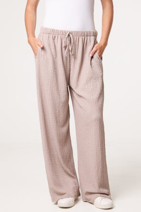 Crinkled Essential Wide Leg Trousers