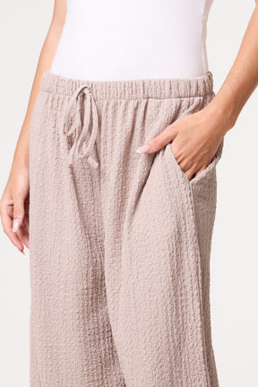 Crinkled Essential Wide Leg Trousers
