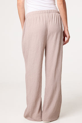 Crinkled Essential Wide Leg Trousers