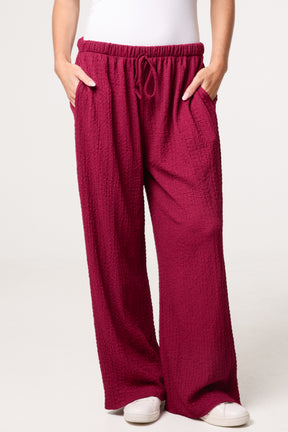 Crinkled Essential Wide Leg Trousers