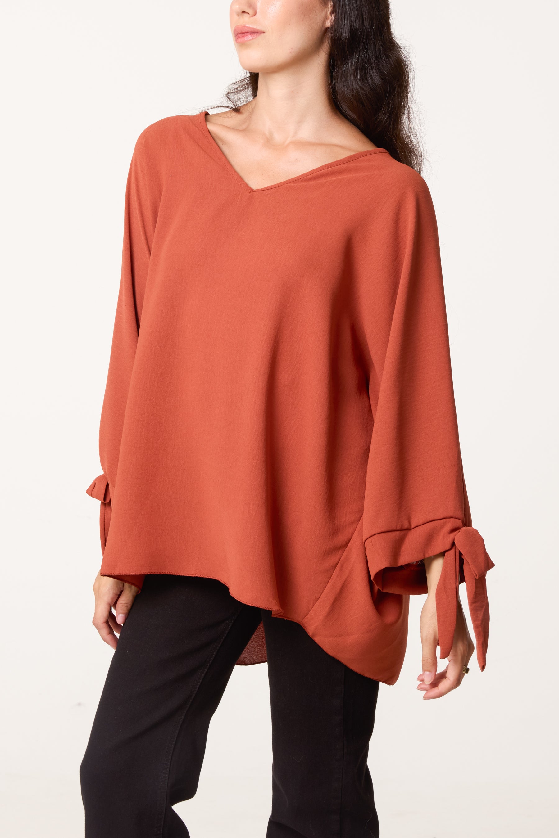 Side Tie V-Neck Top